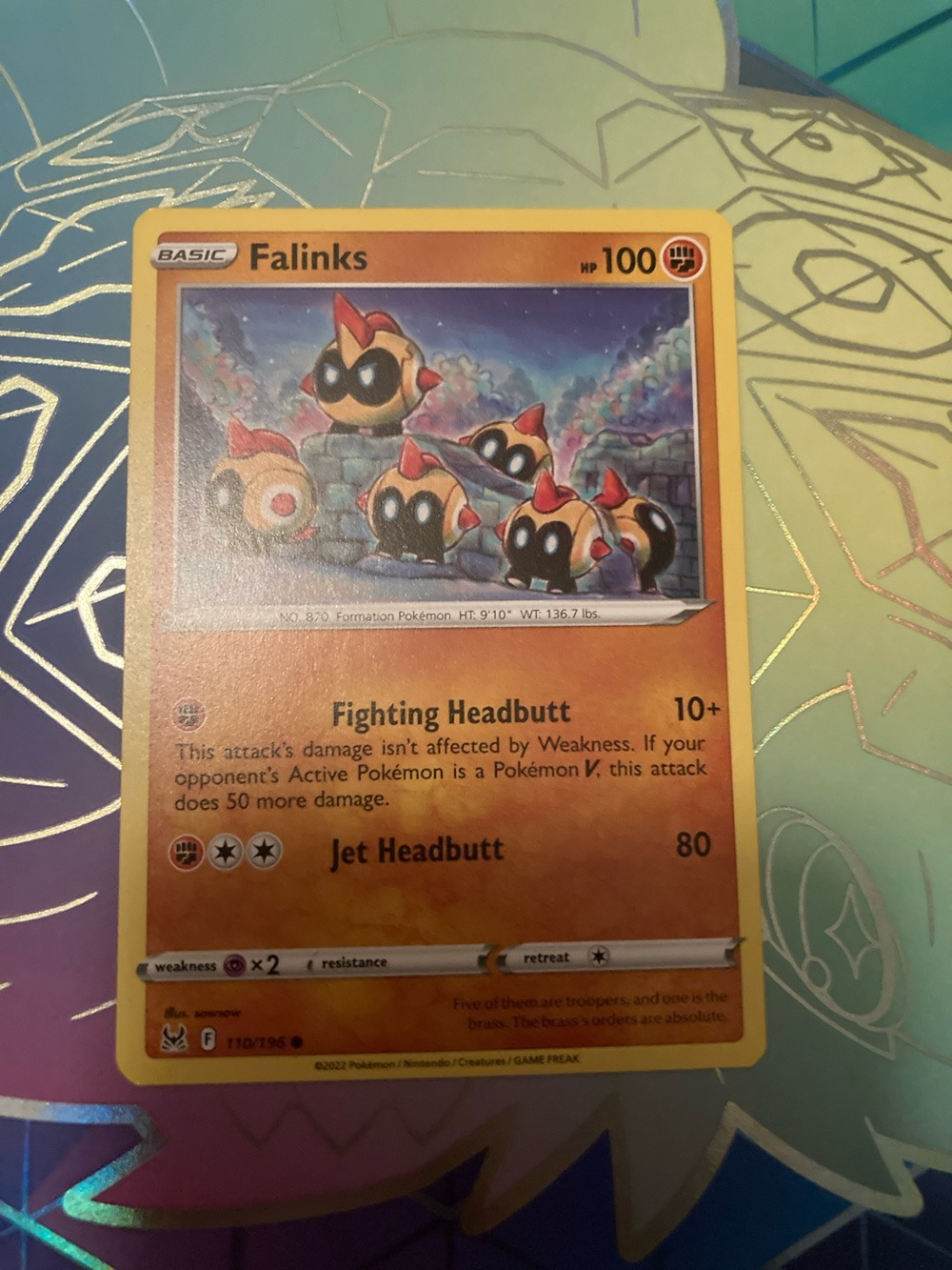 Pokemon Falinks Fighting Type Card - Yellow Orange